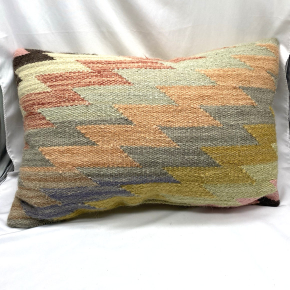 Pottery Barn Mila Lumbar Decorative Throw Pillow 13”x19” Geometric Aztec Zigzag - Picture 1 of 7